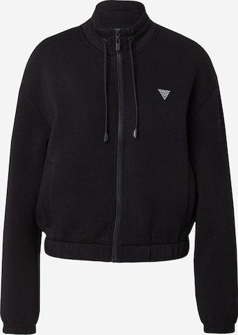 GUESS Athletic Zip-Up Hoodie 'Cecilia' in Black: front
